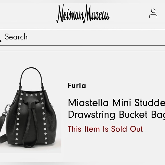 Furla BNWT Authentic Miastella Nero Mini Studded Bucket Bag Drawstring Closure - Picture 11 of 11
